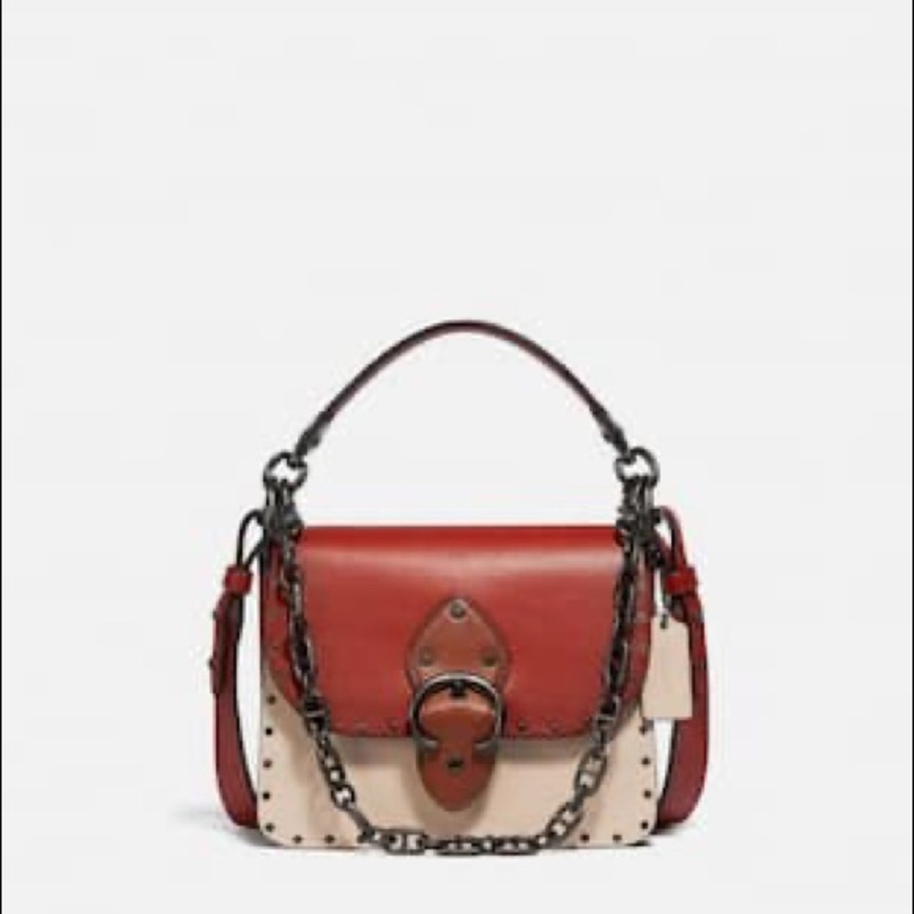 Coach Shoulder Beat 18 in Colorblock with Rivets